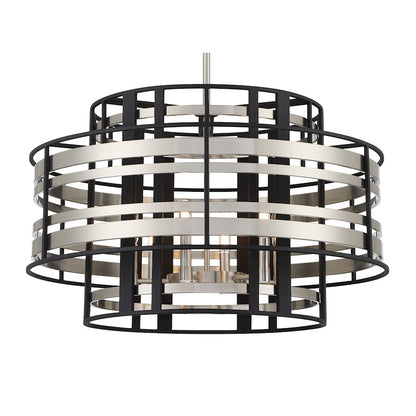 Minka Metropolitan Presten 28in 6-Light Pendant | Transitional Brushed Nickel and Sand Coal | Dining Room & Great Room | Model N7985-420