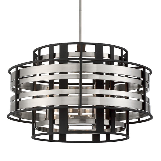Minka Metropolitan Presten 22in 8-Light Pendant | Traditional Brushed Nickel and Sand Coal | Kitchen Island & Dining Room | Model N7986-420