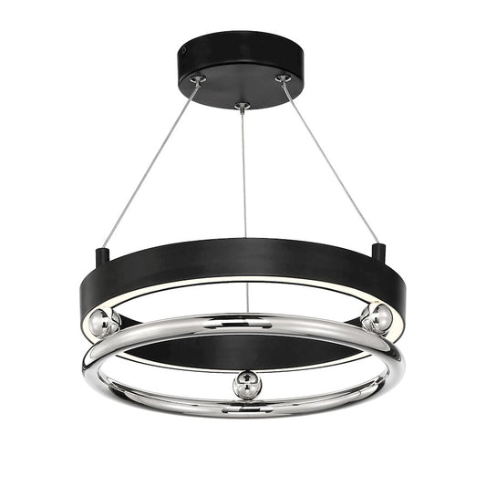 Minka Metropolitan Grande Illusion 13in LED Pendant | Transitional Coal with Polished Nickel | Kitchen Island & Dining Room | Model N7991-572-L
