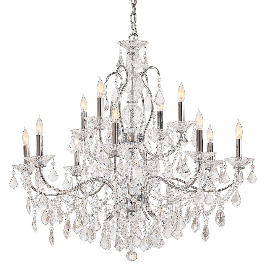 Metropolitan 34in 12-Light Chandelier | Traditional Chrome | Dining Room & Living Room | 34 x 32 in | Model N8008