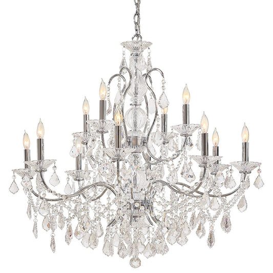 Metropolitan 34in 12-Light Chandelier | Traditional Chrome | Dining Room & Living Room | 34 x 32 in | Model N8008