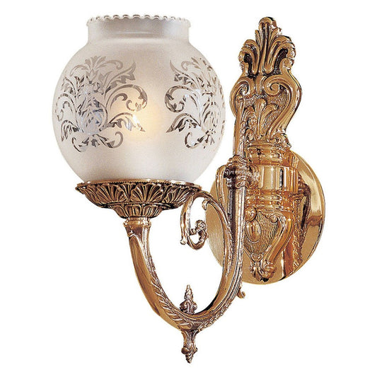 Metropolitan Lighting 6in 1-Light Wall Sconce | Traditional Antique Classic Brass and Frosted Etched Glass | Hallway & Bedroom | Model N801901