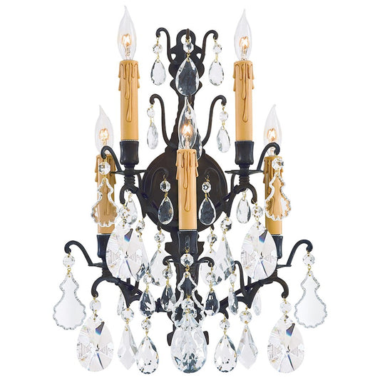 Metropolitan Lighting 14in 5-Light Wall Sconce | Traditional Patina Bronze and Clear Crystals | Hallway & Living Room | 14 x 9 x 19 in | Model N820-BZ