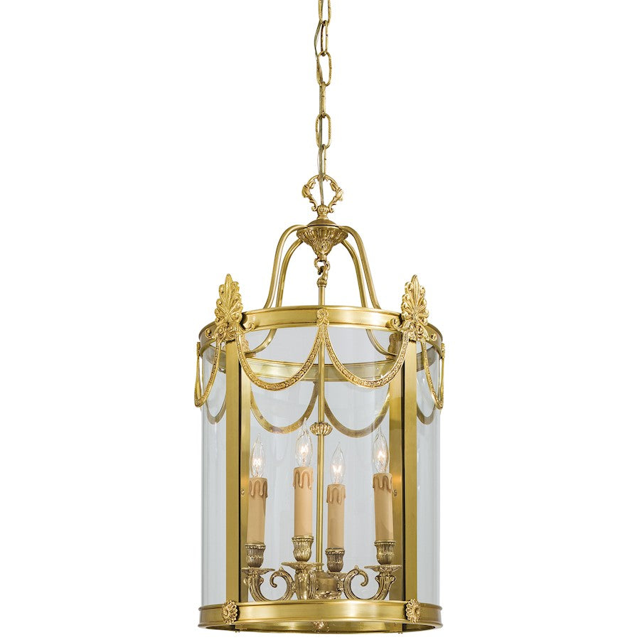 Metropolitan Lighting 4-Light Foyer Pendant | Traditional Doré Gold Cast Brass and Clear Glass | Entryway & Stairwell Light | Model N850804