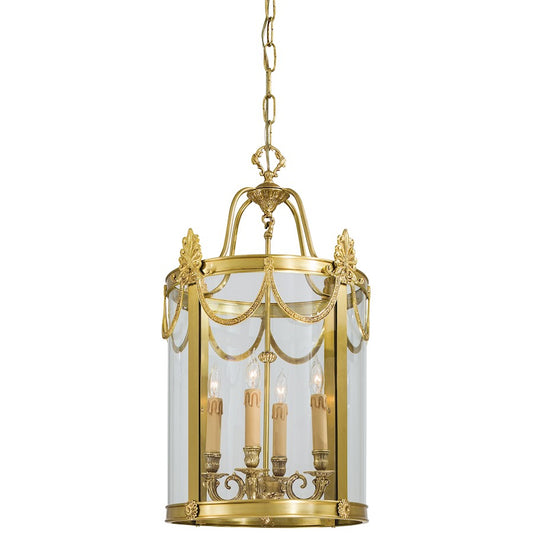 Metropolitan Lighting 4-Light Foyer Pendant | Traditional Doré Gold Cast Brass and Clear Glass | Entryway & Stairwell Light | Model N850804
