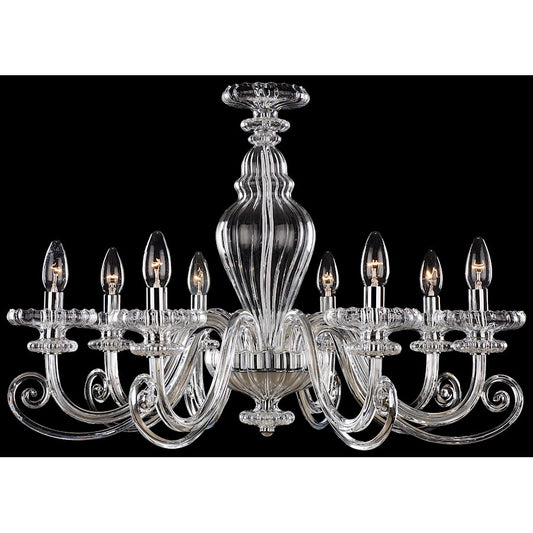 Metropolitan Lighting 8-Light Chandelier Chrome Clear Fluted Glass | Traditional Chrome and Clear Glass | Dining Room & Living Room | Model N9168