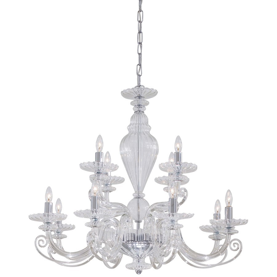 Metropolitan Lighting 30in 12-Light Chandelier | Traditional Chrome Finish | Dining Room & Living Room | 30 x 30 x 26 in | Model N9169