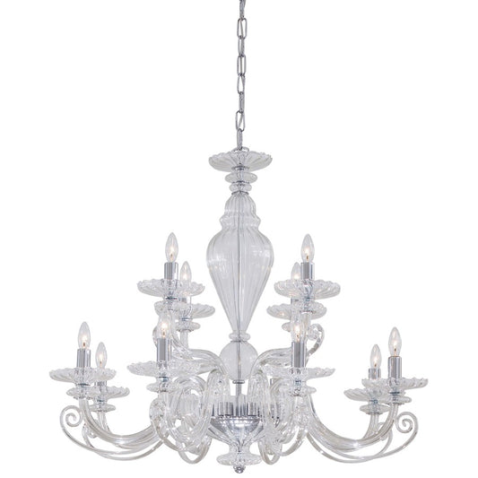 Metropolitan Lighting 30in 12-Light Chandelier | Traditional Chrome Finish | Dining Room & Living Room | 30 x 30 x 26 in | Model N9169