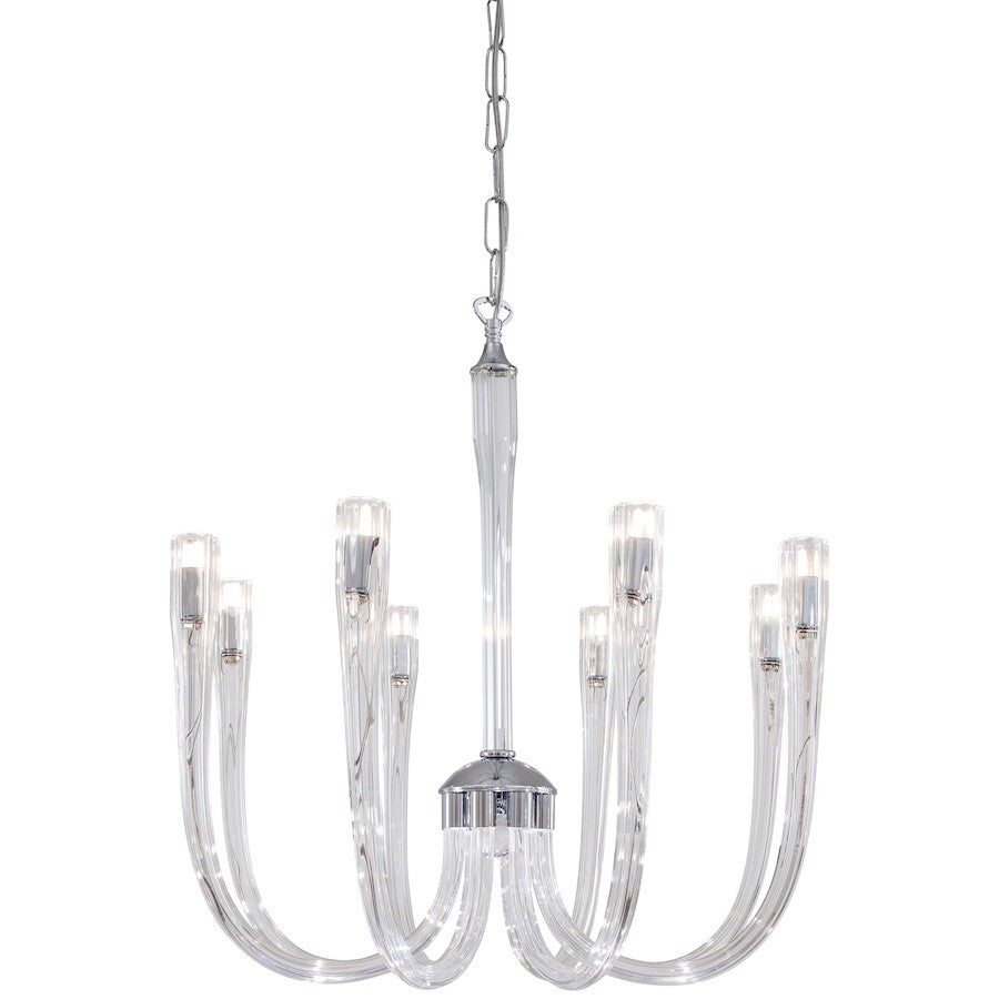 Metropolitan Lighting 22in 8-Light Chandelier | Traditional Chrome and Clear Fluted Glass | Dining Room & Foyer | 22 x 22 x 21 in | Model N9188