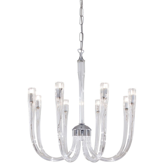 Metropolitan Lighting 22in 8-Light Chandelier | Traditional Chrome and Clear Fluted Glass | Dining Room & Foyer | 22 x 22 x 21 in | Model N9188