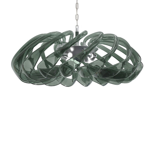 Minka Metropolitan Donatella 40in 8-Light Pendant | Polished Nickel and Smoke Green Glass | Dining Room & Living Room | Model N9449