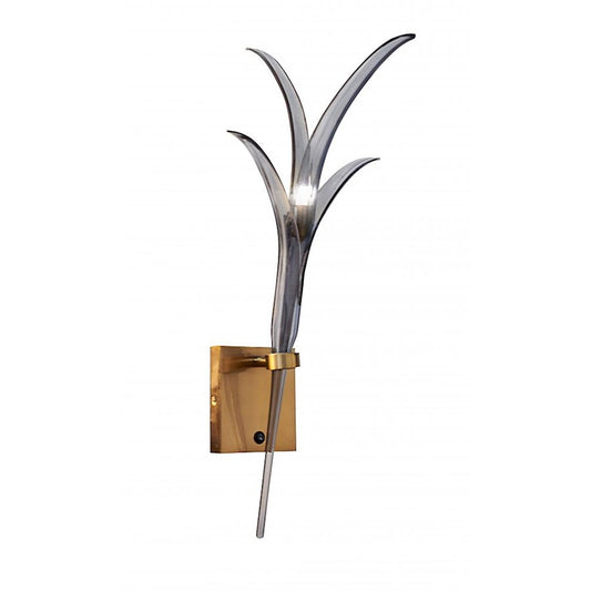 Minka Metropolitan Featherly 1-Light Wall Sconce | Light Gold and Smoke Blue Glass | Bedroom & Hallway Accent | 12.5 x 25 x 7.5 in | Model N9471