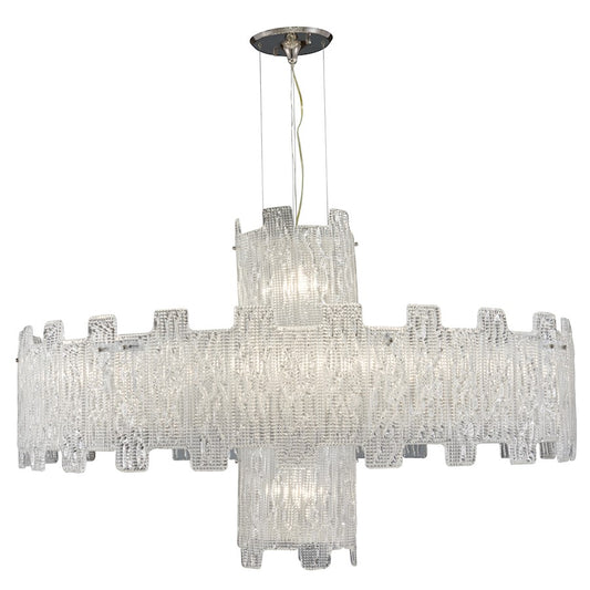Metropolitan Lighting Metropolitan Family 47in 15-Light Chandelier | Transitional Chrome and Clear Crystal | Foyer & Dining Room | Model N950081