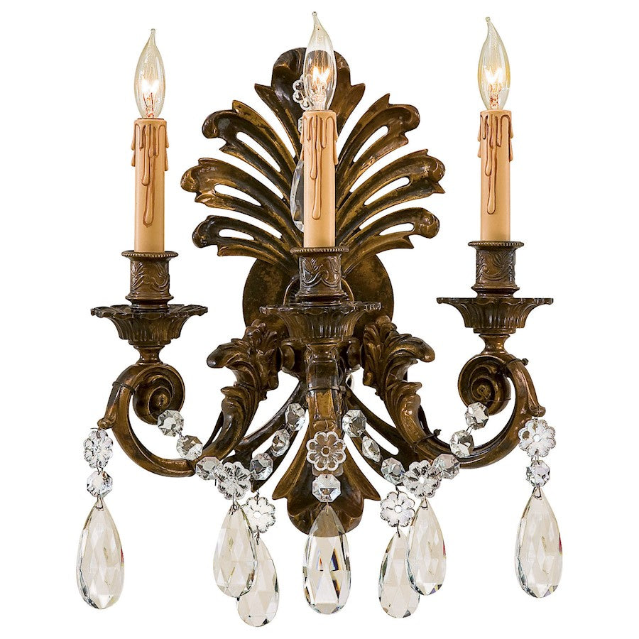 Metropolitan Lighting 3-Light Wall Sconce | Traditional Oxidized Brass | Hallway & Living Room Accent | 13.5 x 8.25 x 18 in | Model N952013