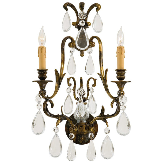 Metropolitan 2-Light Wall Sconce | Traditional Oxidized Brass | Handcrafted in Italy | Hallway & Living Room | W 14 x D 8 x H 22 in | Model N952115
