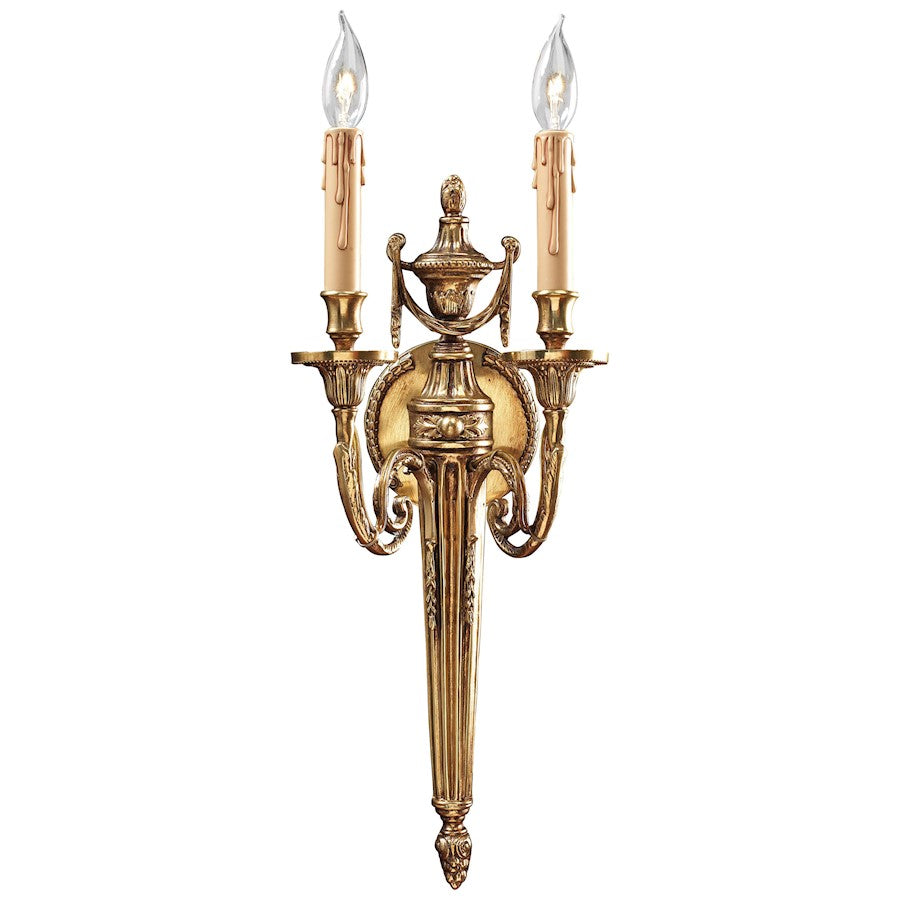 Metropolitan Lighting Metropolitan 20in 2-Light Wall Sconce | Traditional Stained Gold | Hallway & Living Room Accent | 8 x 6 x 20 in | Model N9602