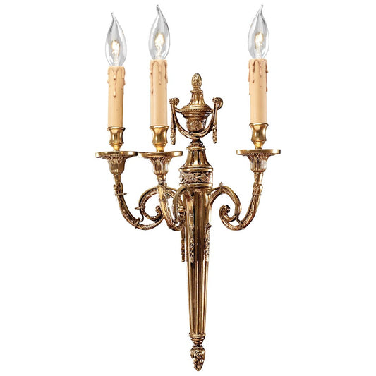 Metropolitan Lighting 3-Light Wall Sconce | Traditional Stained Gold | Hallway & Bedroom Accent Light | 11 x 7 x 21 in | Model N9603