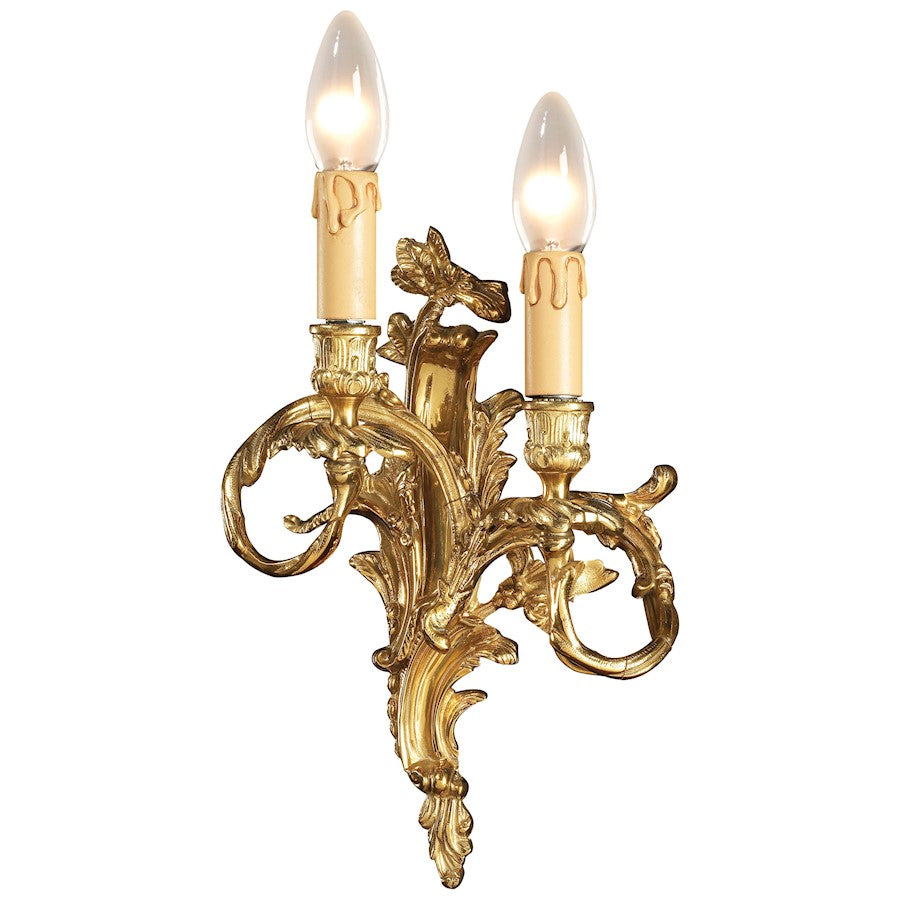 Metropolitan Lighting 2-Light Wall Sconce | Traditional Stained Gold Finish | Bedroom & Hallway Accent Light | 8.75 x 5.5 x 13.25 in | Model N9672