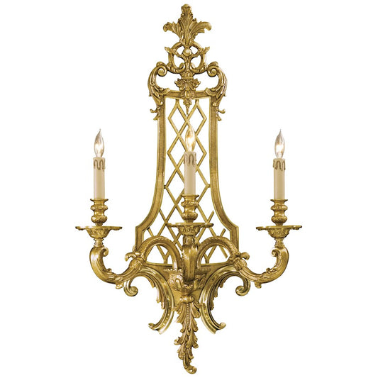 Metropolitan Lighting 3-Light Wall Sconce 38in | Traditional Renaissance Gold Handcrafted Spain | Living Room & Hallway Accent | Model N9803