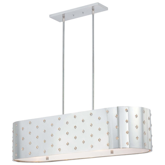 George Kovacs Bling Bling 36in 4-Light Island Light | Contemporary Chrome and Crystal | Kitchen Island & Dining Room | 12 x 36 x 9 in | Model P026-077