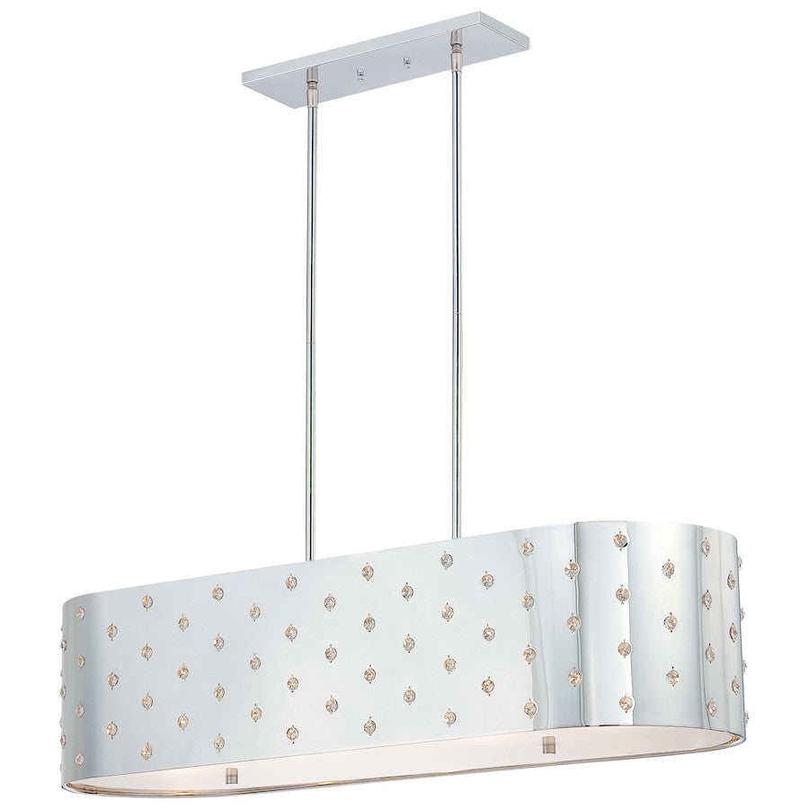 George Kovacs Bling Bling 36in 4-Light Island Light | Contemporary Chrome and Crystal | Kitchen Island & Dining Room | 12 x 36 x 9 in | Model P026-077