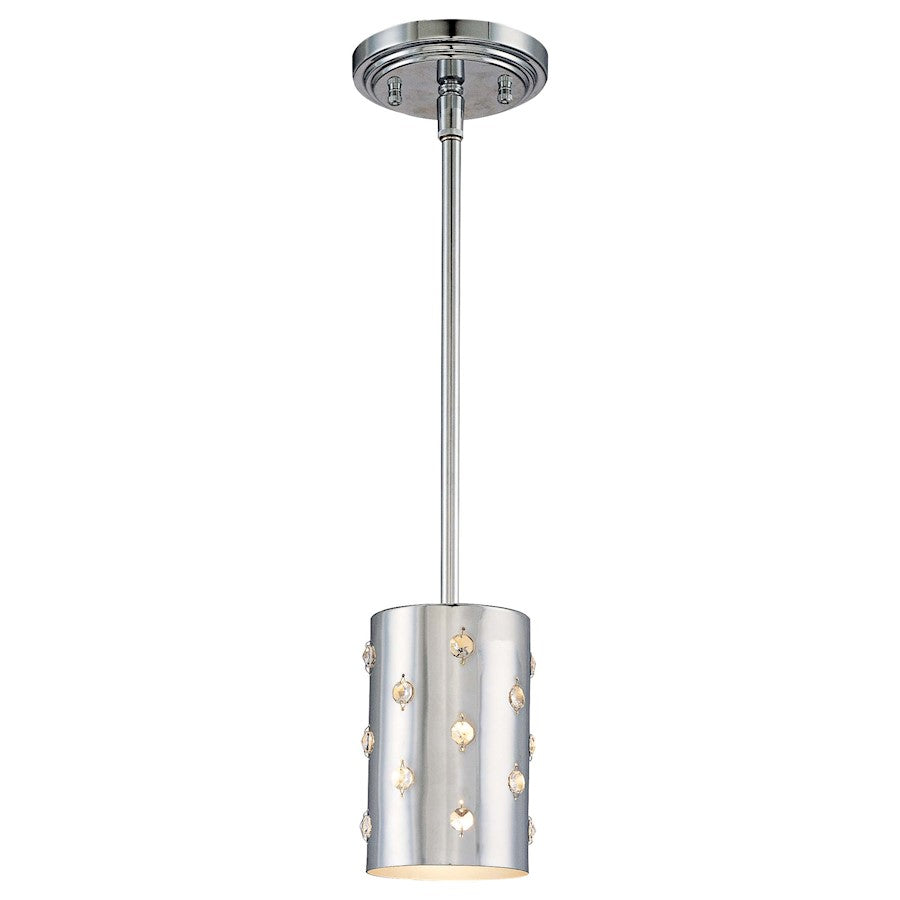 George Kovacs Bling Bling 4in 1-Light Mini Pendant | Contemporary Chrome and Crystal | Kitchen Island & Accent | 4 x 4 x 6.5 in | Model P031-077