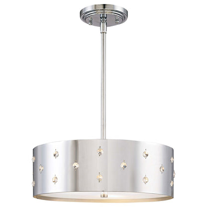 George Kovacs Bling Bling 14in 3-Light Pendant | Contemporary Chrome and Crystal | Dining Room & Kitchen Island | 14 x 14 x 4.5 in | Model P033-077