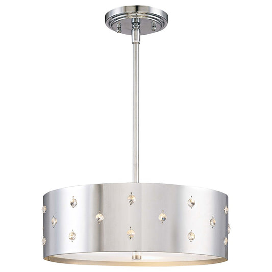 George Kovacs Bling Bling 14in 3-Light Pendant | Contemporary Chrome and Crystal | Dining Room & Kitchen Island | 14 x 14 x 4.5 in | Model P033-077