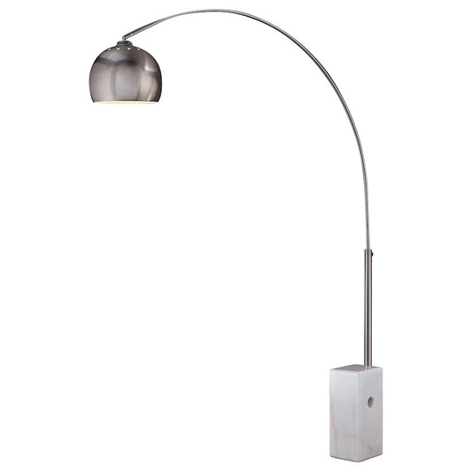 Minka George Kovacs Arc Floor Lamp 72in | Brushed Nickel and Marble Base | Living Room & Reading Nook | 9 x 72.5 in | Model P054-084