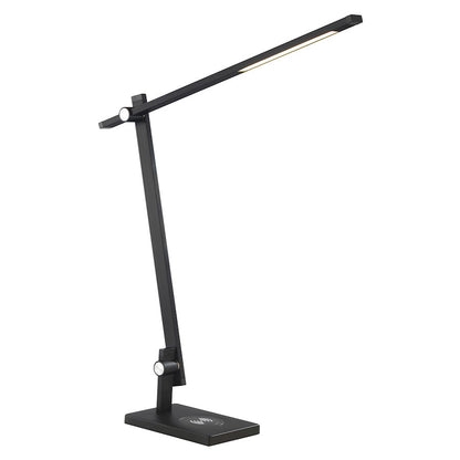 Minka George Kovacs 21in 1-Light LED Table Lamp | Modern Anodized Brush Coal Steel and Aluminum Shade | Desk & Living Room Accent | Model P081-66F-L