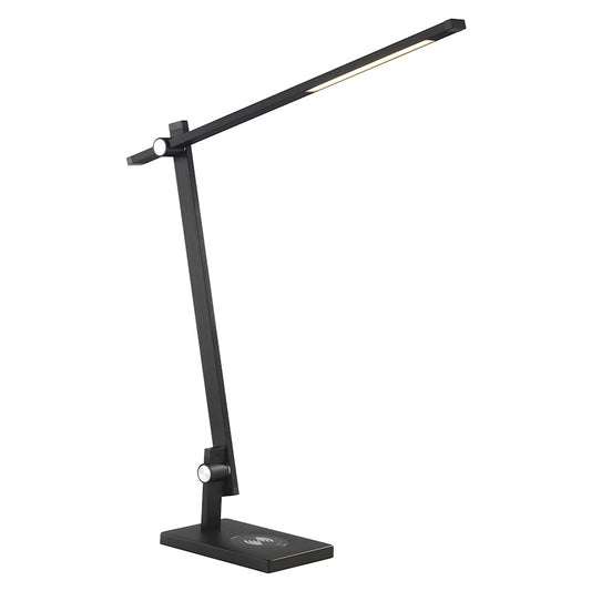 Minka George Kovacs 21in 1-Light LED Table Lamp | Modern Anodized Brush Coal Steel and Aluminum Shade | Desk & Living Room Accent | Model P081-66F-L