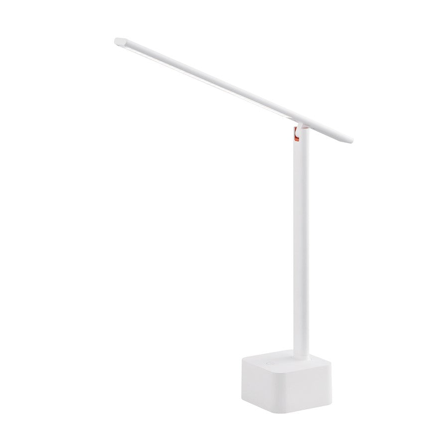 Minka George Kovacs Rechargeable 15in LED Table Lamp | Modern Matte White Aluminum | Bedroom & Living Room Task Light | Model P085-44B-L