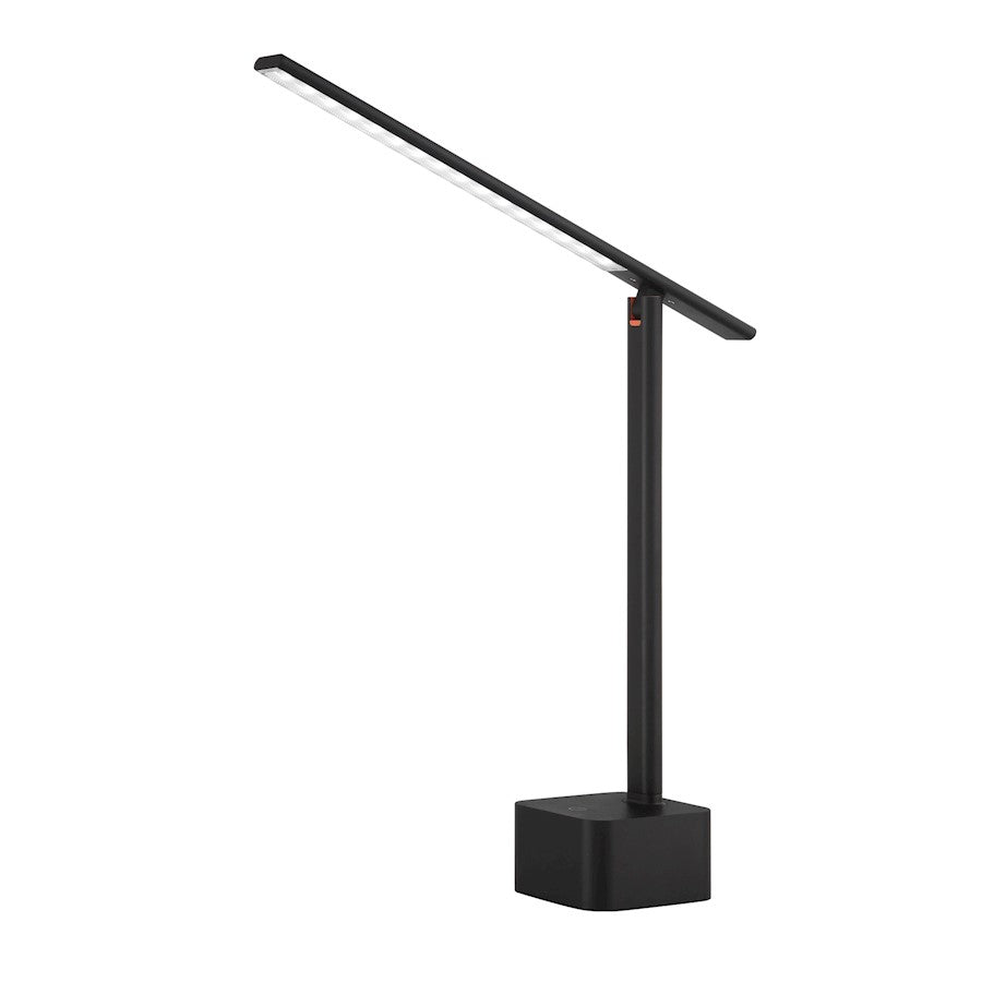 Minka George Kovacs Rechargeable LED 14in Table Lamp | Modern Coal Aluminum | Living Room & Bedroom Accent | 13.63 x 14.25 in | Model P085-66A-L