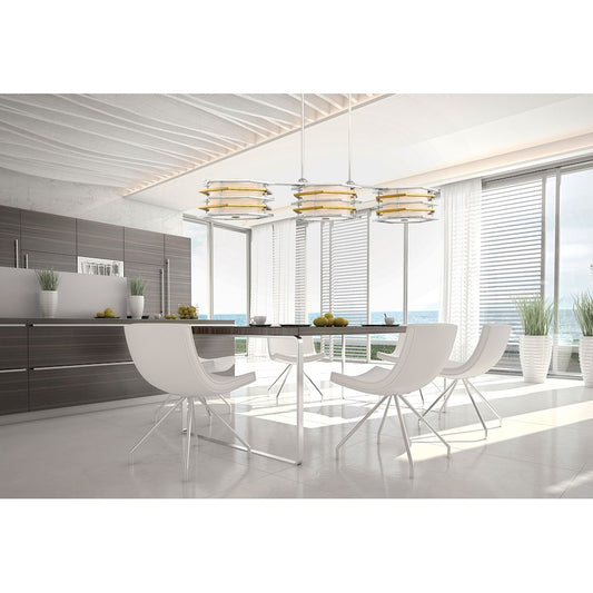 George Kovacs Levels 44in LED Island Light | Polished Nickel with Honey Gold | Kitchen Island & Dining Room | 44 x 12 x 8 in | Model P1077-657-L