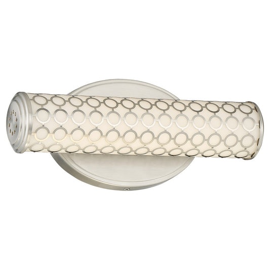 George Kovacs Dots 13in 1-Light LED Bath Vanity Light | Contemporary Brushed Nickel and Etched White Glass | Bathroom Vanity | Model P1261-084-L