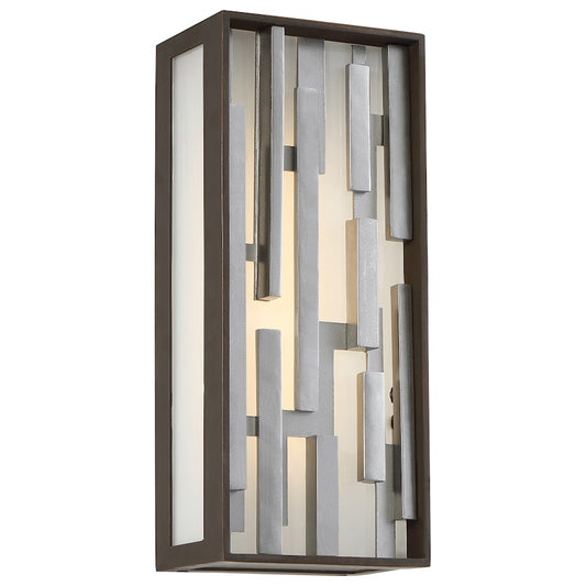 George Kovacs Bars LED Pocket Outdoor Sconce | Bronze/Silver Contemporary | Entryway & Patio Wall Light | 13in H x 6in W x 4in D | Model P1271-650-L