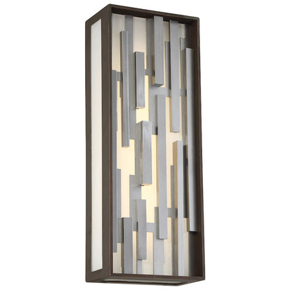 George Kovacs Bars 17in Outdoor LED Pocket Lantern | Contemporary Bronze and Silver Metal | Entryway & Covered Porch | W 6 x D 4 | Model P1272-650-L