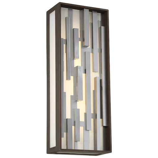 George Kovacs Bars 17in Outdoor LED Pocket Lantern | Contemporary Bronze and Silver Metal | Entryway & Covered Porch | W 6 x D 4 | Model P1272-650-L
