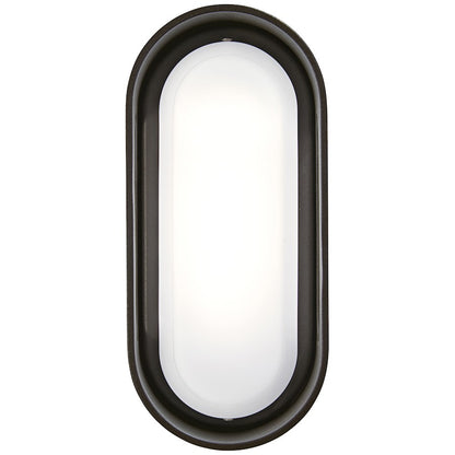 George Kovacs Floating Oval 11in LED Wall Sconce | Contemporary Pebble Bronze and Etched White Glass | Hallway & Bathroom Accent | Model P1281-286-L