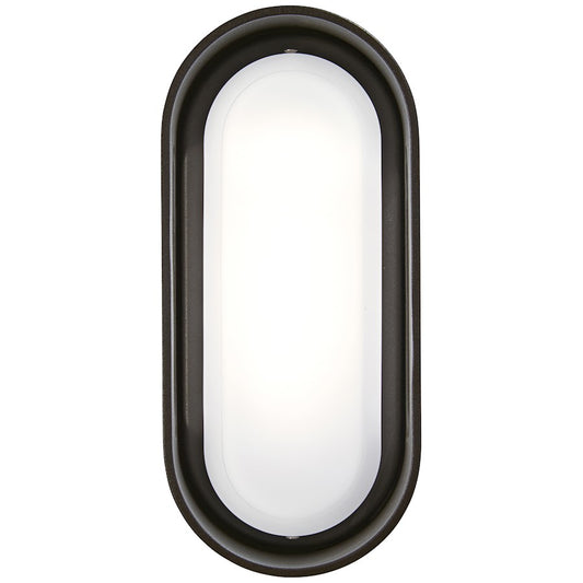 George Kovacs Floating Oval 11in LED Wall Sconce | Contemporary Pebble Bronze and Etched White Glass | Hallway & Bathroom Accent | Model P1281-286-L