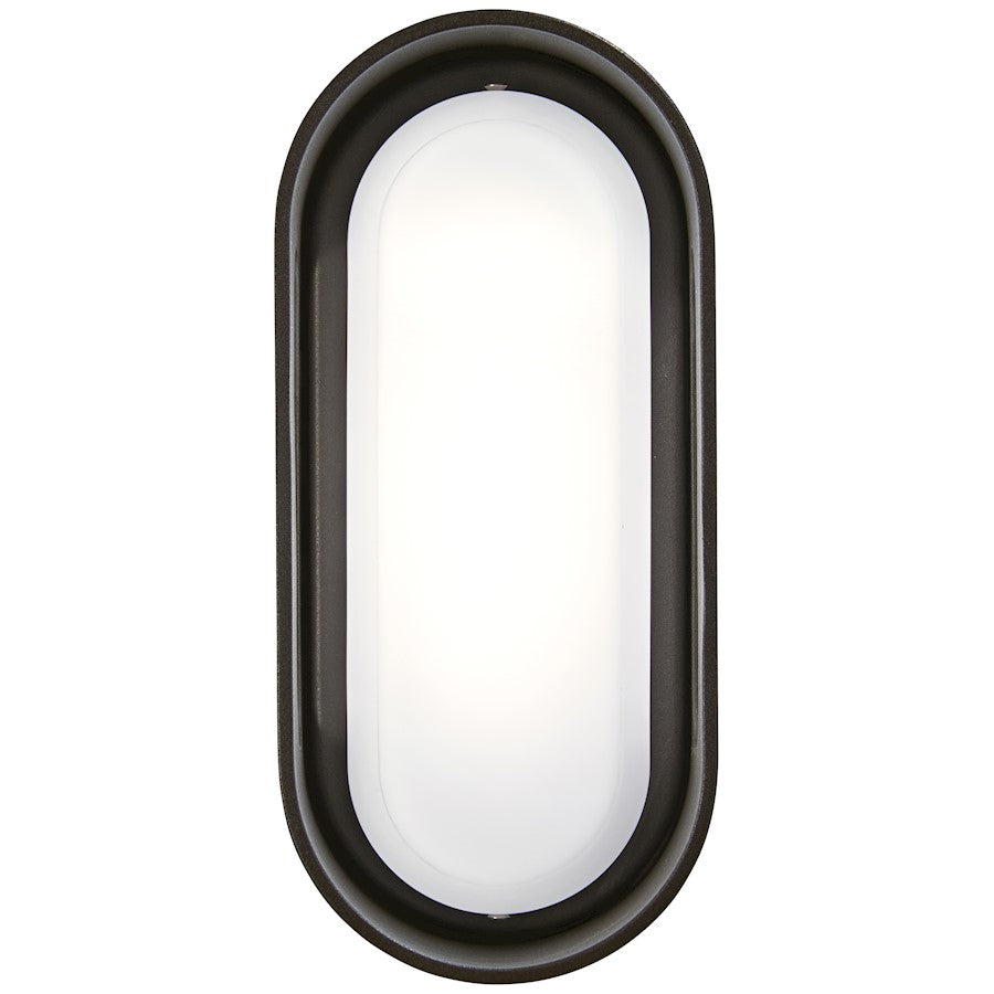 George Kovacs Floating Oval 11in LED Wall Sconce | Contemporary Pebble Bronze and Etched White Glass | Hallway & Bathroom Accent | Model P1281-286-L