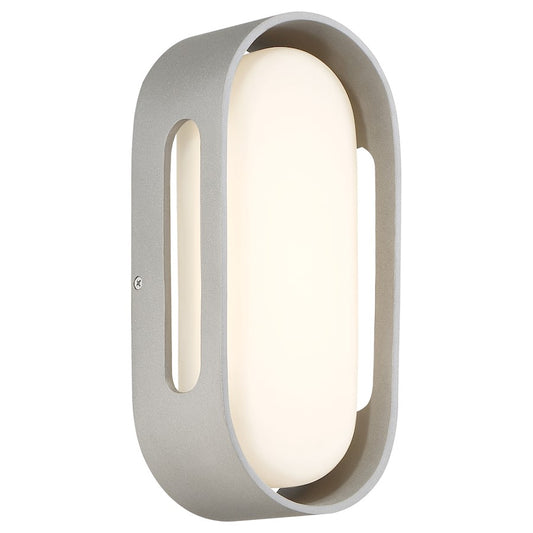 George Kovacs Floating Oval 11in 1-Light LED Wall Sconce | Contemporary Sand Silver and Etched White Glass | Hallway & Bathroom | Model P1281-295-L