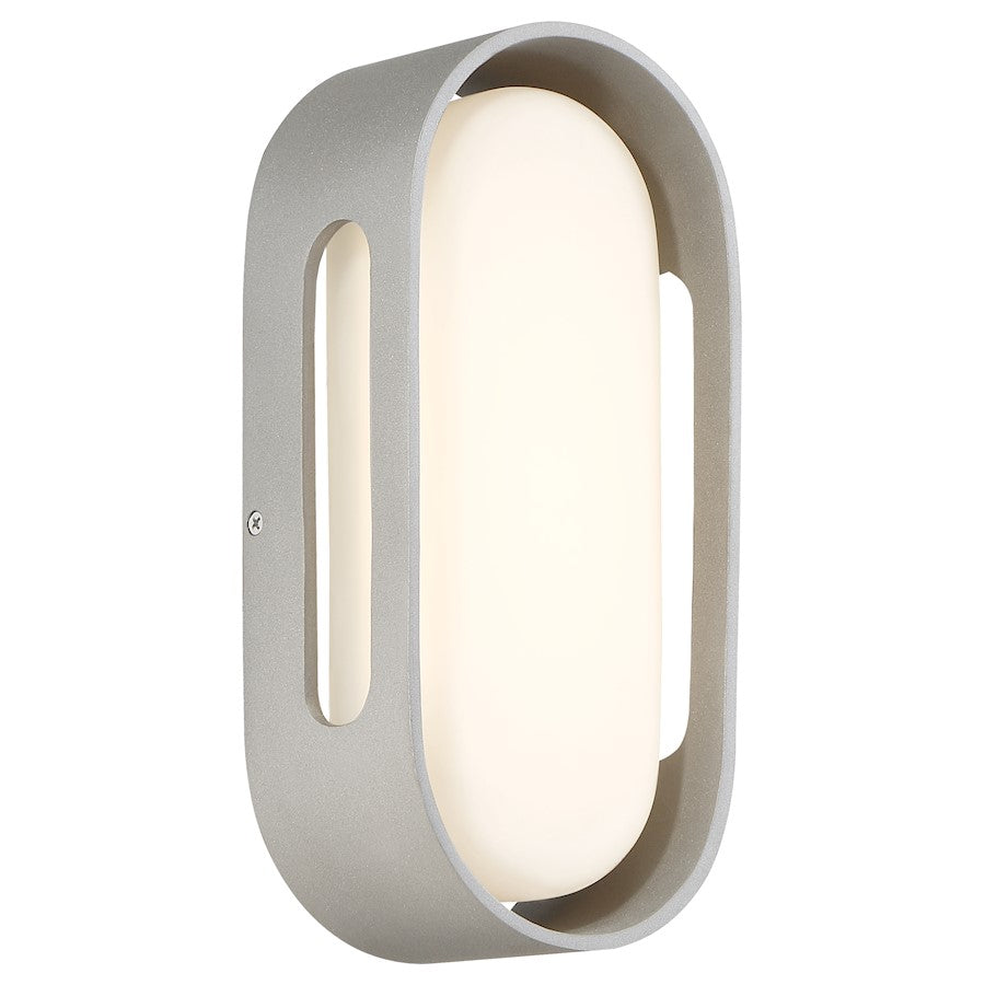 George Kovacs Floating Oval 11in 1-Light LED Wall Sconce | Contemporary Sand Silver and Etched White Glass | Hallway & Bathroom | Model P1281-295-L