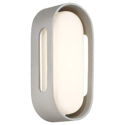 George Kovacs Floating Oval 11in 1-Light LED Wall Sconce | Contemporary Sand Silver and Etched White Glass | Hallway & Bathroom | Model P1281-295-L