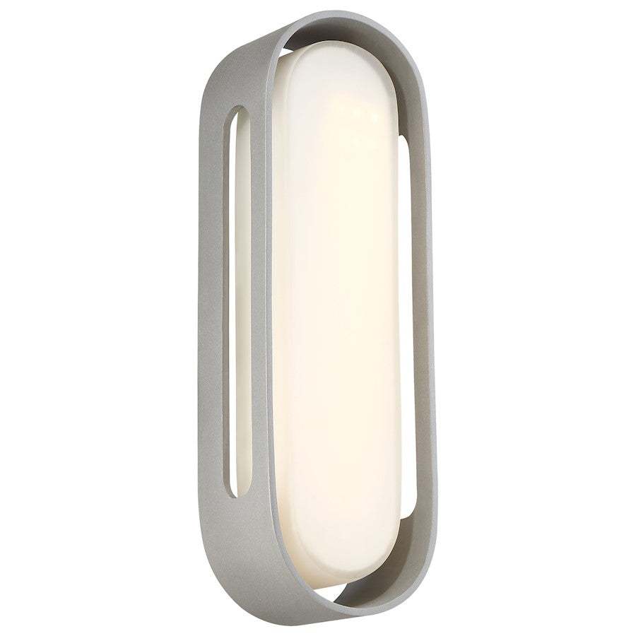 George Kovacs Floating Oval 15in 1-Light LED Wall Sconce | Contemporary Sand Silver and Etched White Glass | Hallway & Bathroom | Model P1282-295-L