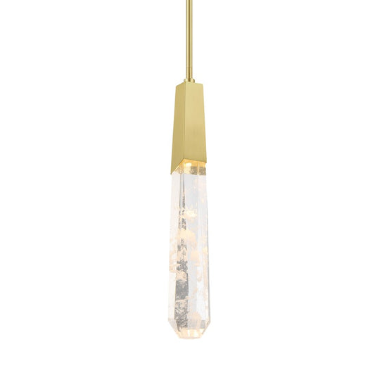 Minka George Kovacs Drifting Droplets 18.5in 1-Light LED Pendant | Modern Brushed Brass Steel and Clear Crystal | Kitchen Island | Model P1283-859-L