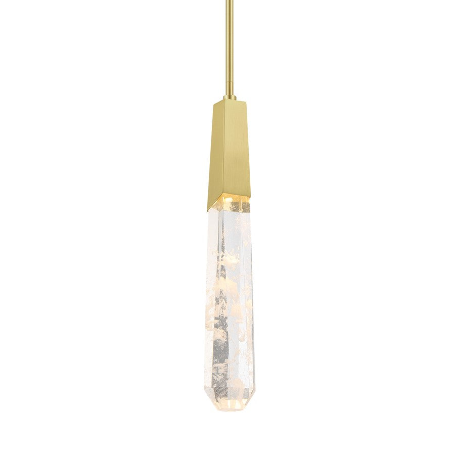Minka George Kovacs Drifting Droplets 18.5in 1-Light LED Pendant | Modern Brushed Brass Steel and Clear Crystal | Kitchen Island | Model P1283-859-L