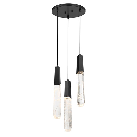 Minka George Kovacs Drifting Droplets 12in 3-Light LED Pendant | Modern Coal Steel and Crystal | Kitchen Island & Dining Room | Model P1284-66A-L