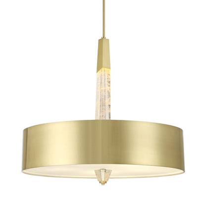 Minka George Kovacs Drifting Droplets 28in 5-Light LED Pendant | Modern Brushed Brass Steel and Crystal Frosted Glass | Dining | Model P1285-859-L