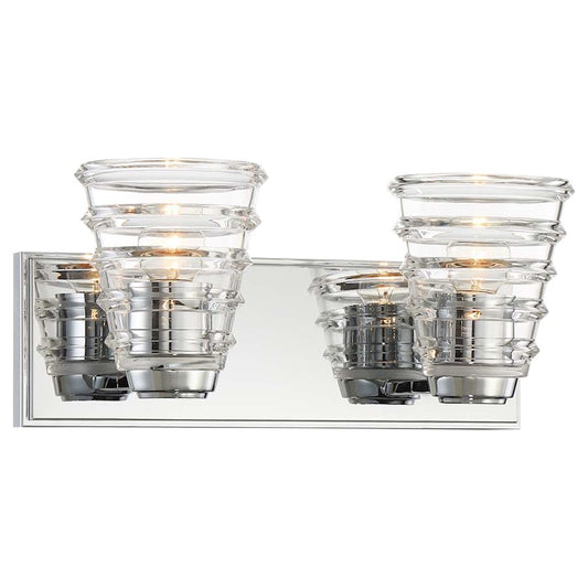 George Kovacs Arctic 14in 2-Light Bath Vanity Light | Contemporary Chrome | Bathroom Vanity & Powder Room | 14 x 6 x 7 in | Model P1292-077